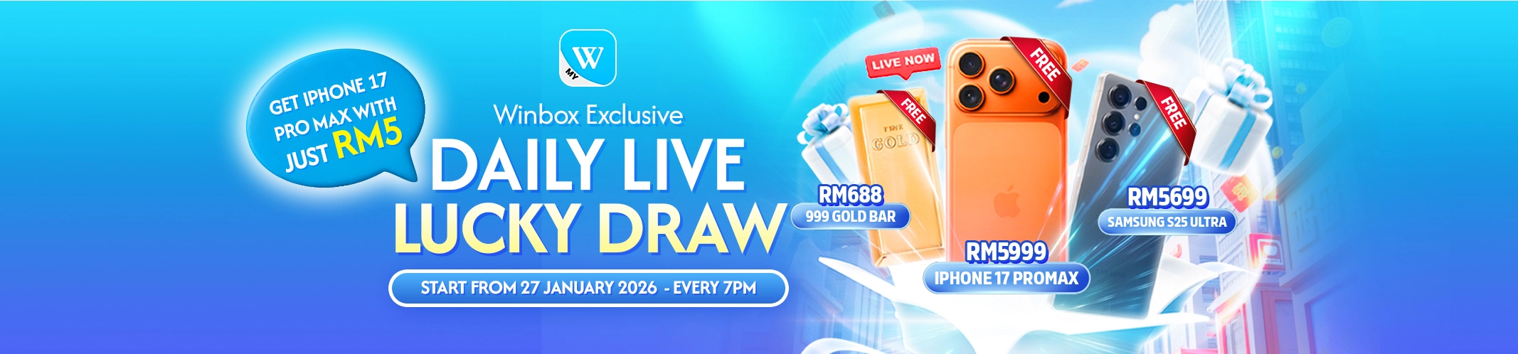 Winbox Exclusive Daily Live Lucky Draw — iPhone 17 Pro Max from RM5